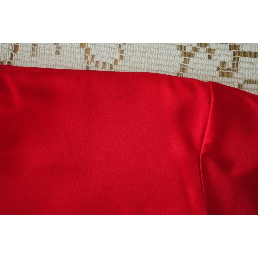 Vintage 80s Red Silk Satin Long Sleeve Top sz 6 - Picture 5 of 5